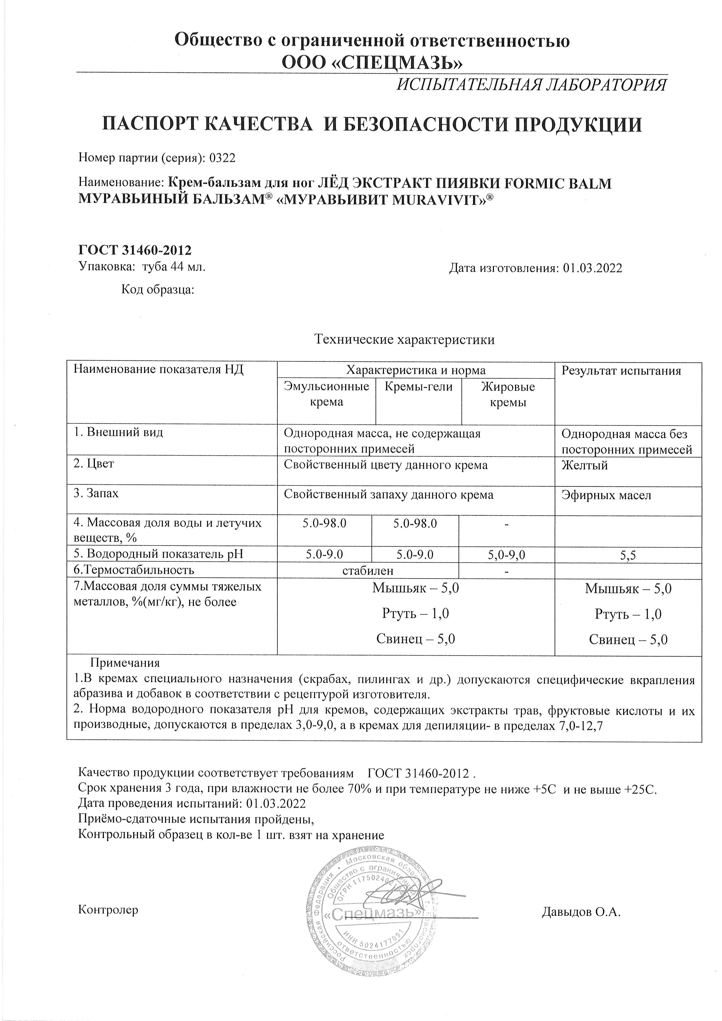 Паспорт №032022